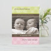 ツインズベビーありがとう::調和2P 案内状 (スタンド正面)