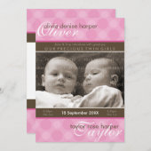 ツインズベビーありがとう::調和6P 案内状 (正面/裏面)