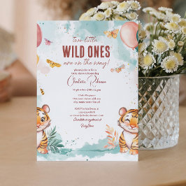 ツインズベビーかわいい二頭の虎ベビーシャワー 招待状