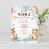 ツインズベビーかわいい二頭の虎ベビーシャワー 招待状 (スタンド正面)