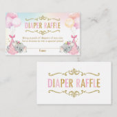ツインズベビーガールズエレファントおむつラッフルチケット エンクロージャーカード (正面/裏面)