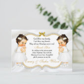 ツインズベビーガールバプテスマ金ゴールドクロスサンキュー サンキューカード (スタンド正面)