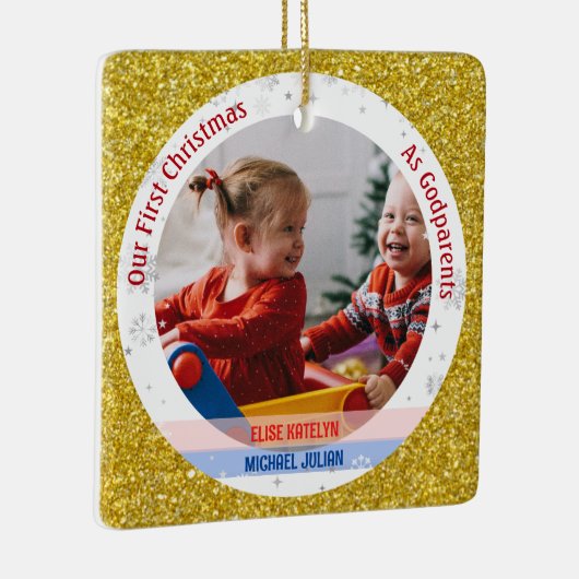 ツインズベビーガールボーイ第1クリスマスをゴド保護者の写真に セラミックオーナメント (右)