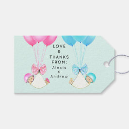 ツインズベビーシャワーありがとうギフトラベル ギフトタグ