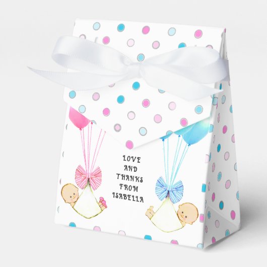 ツインズベビーシャワーありがとう フェイバーボックス (正面サイド)