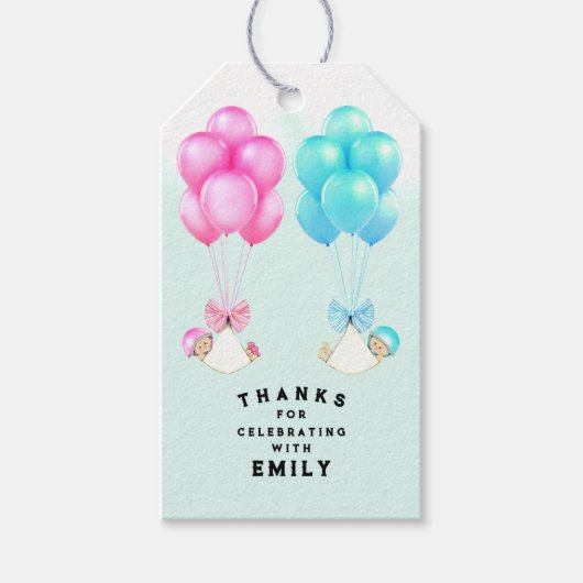 ツインズベビーシャワーは贈り物ラベル ギフトタグ (正面)