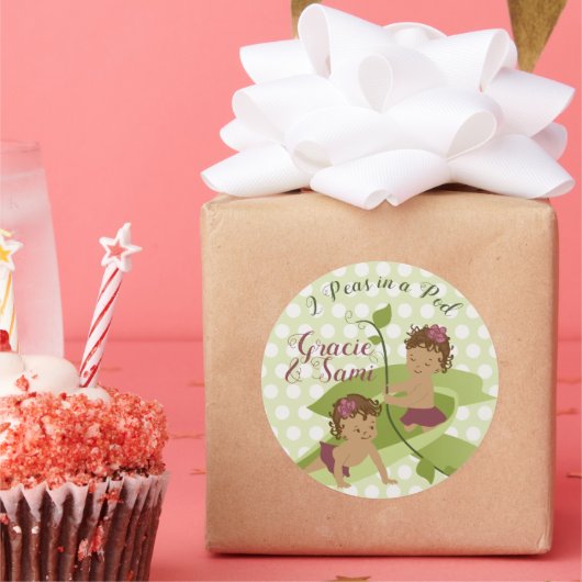 ツインズベビーシャワーまたは誕生日パーティーシール ラウンドシール (パーティー)