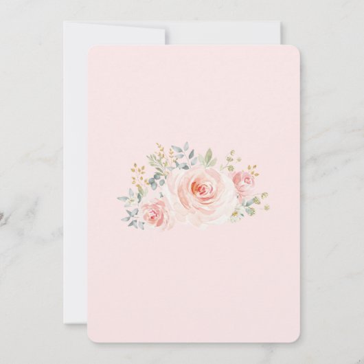 ツインズベビーシャワーガール鹿赤面ピンクフローラ 招待状 (裏面)