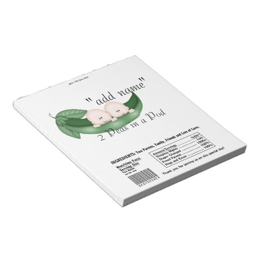 ツインズベビーシャワーキャンディバーラッパのパーティーフェイスアップ ノートパッド (アングル)