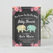 ツインズベビーシャワーシャルボードフローラ象 招待状 (スタンド正面)