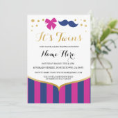 ツインズベビーシャワーネイビーピンクガールボーイ招待状 招待状 (スタンド正面)