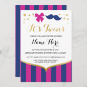 ツインズベビーシャワーネイビーピンクガールボーイ招待状 招待状 (正面/裏面)