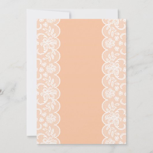 ツインズベビーシャワーピーチレースグリッターガールボウズ 招待状 (裏面)