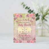 ツインズベビーシャワーベビーゾウ インビテーションポストカード (スタンド正面)