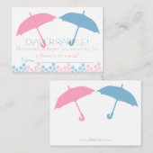 ツインズベビーシャワー傘おむつラッフルチケット エンクロージャーカード (正面/裏面)