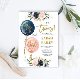 ツインズベビーシャワー招待状ボーイ&ガール 招待状