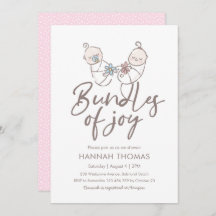 ツインズベビーシャワー招待状少年と少女