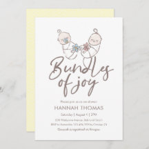 ツインズベビーシャワー招待状少年と少女