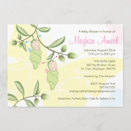 ツインズベビーシャワー招待状-蝶 招待状