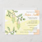 ツインズベビーシャワー招待状-蝶 招待状 (正面/裏面)