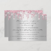 ツインズベビーシャワー足グリッタードリップスガール 招待状 (正面/裏面)