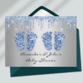 ツインズベビーシャワー足グリッタードリップスボーイズ 招待状