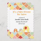ツインズベビーゾーズシャワー招待状 招待状 (正面/裏面)
