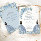 ツインズベビーブルーフローラドレスシルバーキンセアニラ 招待状