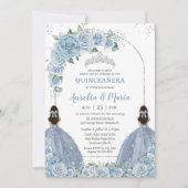 ツインズベビーブルーフローラドレスシルバーキンセアニラ 招待状 (正面)