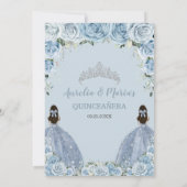 ツインズベビーブルーフローラドレスシルバーキンセアニラ 招待状 (裏面)