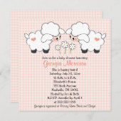 ツインズベビーラブスベビーシャワー招待状ガールズ 招待状 (正面/裏面)