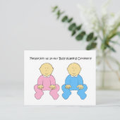 ツインズベビー命名式招待状。 インビテーションポストカード (スタンド正面)