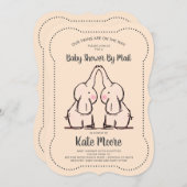 ツインズベビー男女兼用シャワーバイメールピーチ 招待状 (正面/裏面)