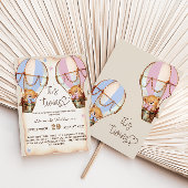 ツインズベ素朴アーボーイ&ガールピンクブルーベビーシャワー 招待状