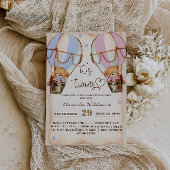 ツインズベ素朴アーボーイ&ガールピンクブルーベビーシャワー 招待状