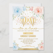 ツインズホットエアバルーンアドベンチャーベビーシャワー 招待状 (正面)