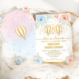 ツインズホットエアバルーンアドベンチャーベビーシャワー 招待状