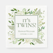 ツインズホワイトアジサイの赤ちゃんシャワー スタンダードランチョンナプキン (正面)