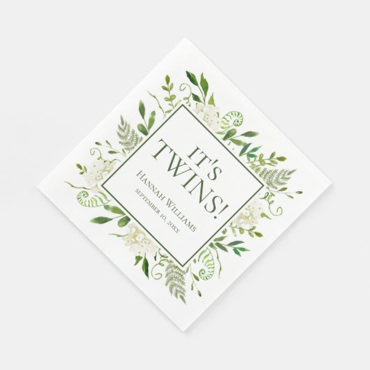 ツインズホワイトアジサイの赤ちゃんシャワー スタンダードランチョンナプキン (角)