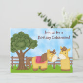 ツインズホース誕生日招待状～ツインガール&ボーイ 招待状 (スタンド正面)