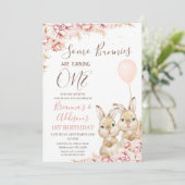 ツインズボホフローラバニーバルーン1st誕生日 招待状 (スタンド正面)