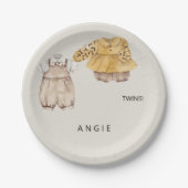ツインズボホベイビーシャワーウェルカム ペーパープレート (正面)