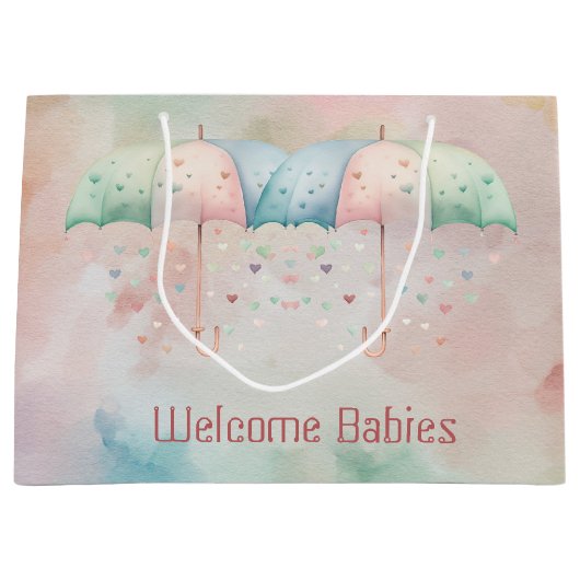 ツインズボーイアンドガールシャワー傘抱き枕 ラージペーパーバッグ (正面)