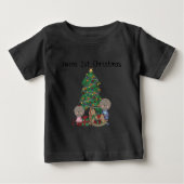ツインズボーイアンドガール第1初めてのクリスマス ベビーTシャツ (正面)