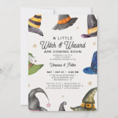 ツインズボーイガールオレンジハロウィーンベビーシャワー 招待状 (正面)