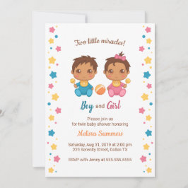 ツインズボーイガールベビーシャワー招待状 招待状