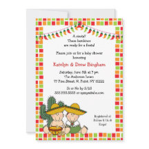 ツインズボーイガールメキシカンフィエスタベビーシャワー招待状