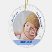 ツインズボーイガール写真おばさん初めてのクリスマスベビー セラミックオーナメント (左)