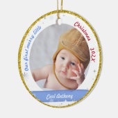 ツインズボーイガール写真最初のメリー小さなクリスマス セラミックオーナメント (左)
