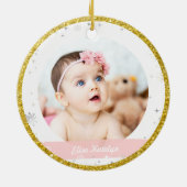ツインズボーイガール写真最初のメリー小さなクリスマス セラミックオーナメント (裏面)